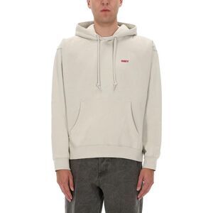 OBEY Logo Graphic Hoodie Men GREEN Sweaters & Cardigans